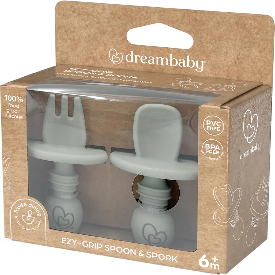 Dreambaby Baby Spoon And Fork Silicone Ezy-Grip