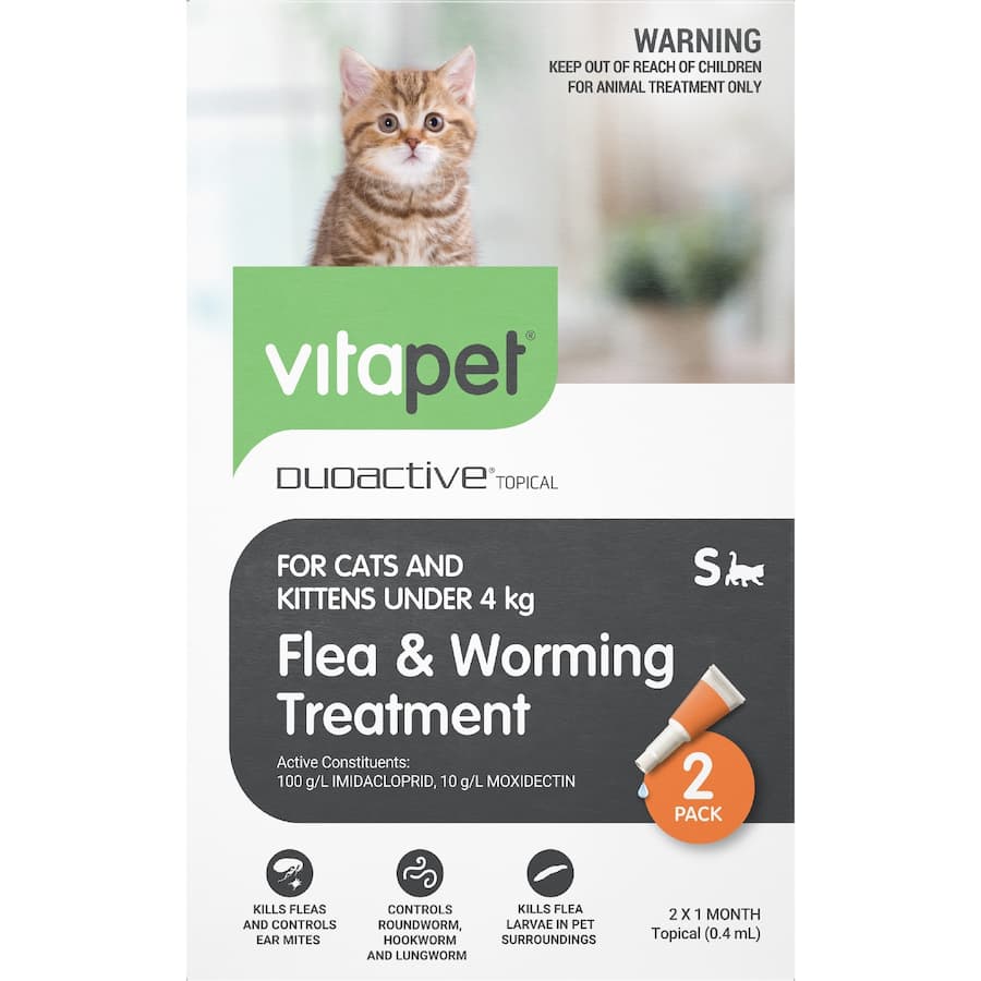 Vitapet Duoactive Pet Care Under 4Kg Flea & Worming Treatment