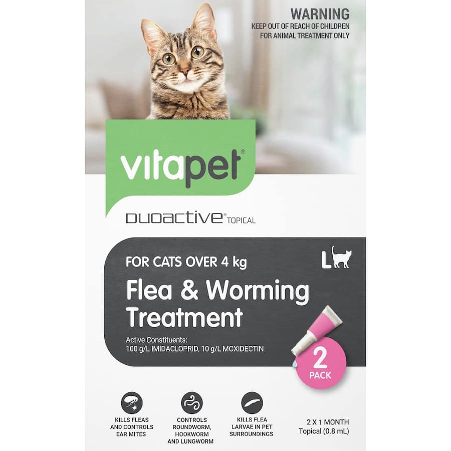 Vitapet Duoactive Pet Care Flea & Worm Treatment Over 4Kg