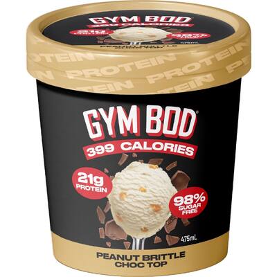 gym bod frozen dessert peanut brittle choc top