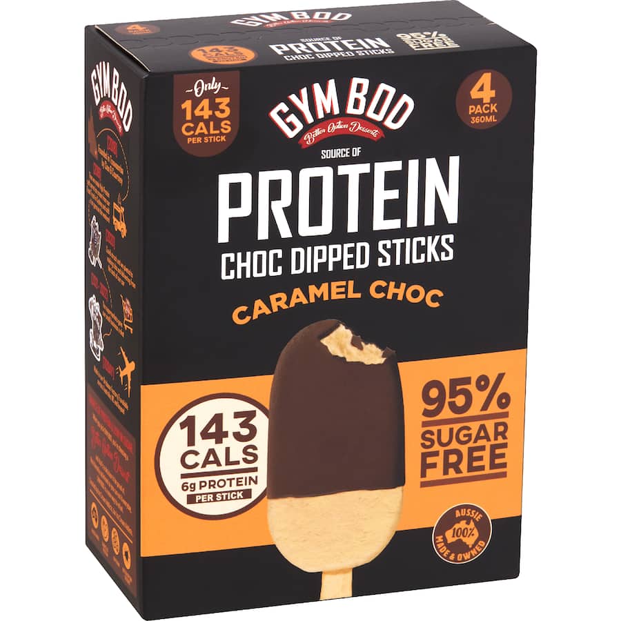 Gym Bod Frozen Dessert Caramel Choc Dipped Sticks