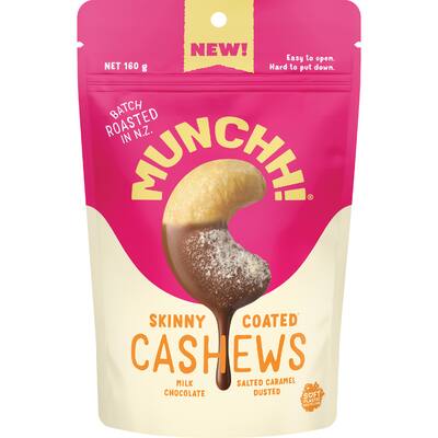 munchh skinny coated cashews chocolate and salted caramel