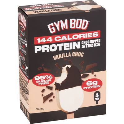 gym bod frozen dessert stick vanilla choc dipped