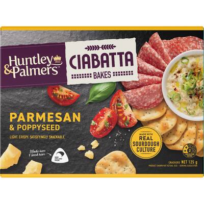 huntley & palmers ciabatta crackers parmesan & cheese baked