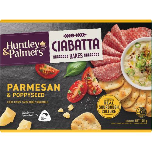 Huntley & Palmers Ciabatta Crackers Parmesan & Cheese Baked