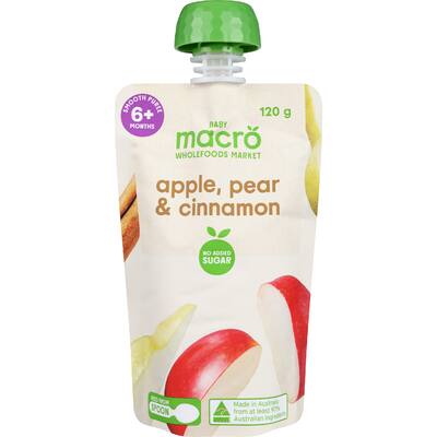 macro baby food 6+ months apple, pear & cinnamon