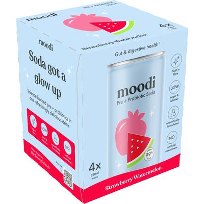 moodi pre + probiotic soda strawberry watermelon