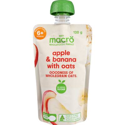 macro baby food 6+ months apple & banana with oats