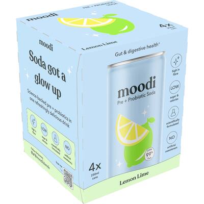 moodi pre + probiotic soda lemon lime