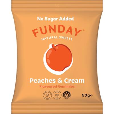 funday natural sweets gummies peaches & cream flavoured
