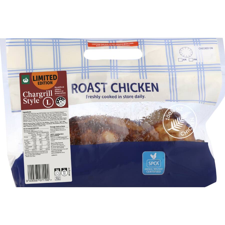 Woolworths Hot Roast Chicken Chargrilled Style Large