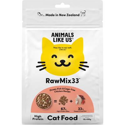 animals like us dry cat food raw mix 33 fish and chicken