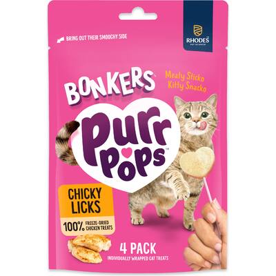 bonkers purrpops freeze dried chicken flavoured lollipop cat treats