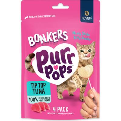bonkers purrpops freeze dried tuna flavoured lollipop cat treats