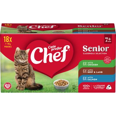 chef wet cat food senior casserole selection