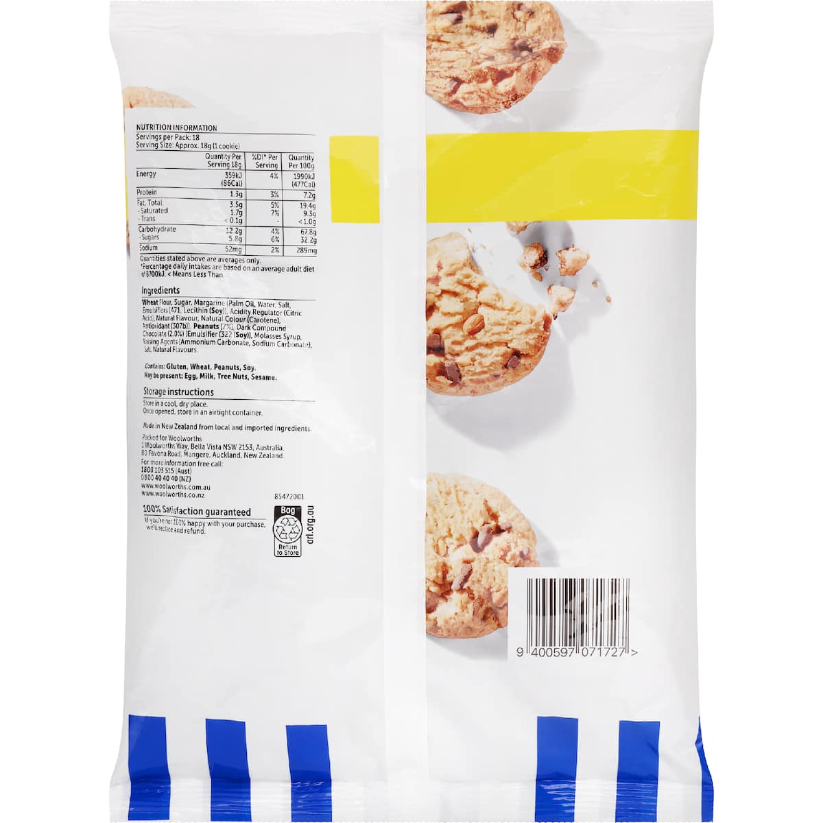 Buy Essentials Cookies Peanut Chocolate Chip 325g online at Woolworths NZ
