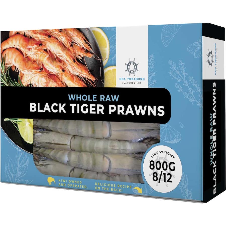 Sea Treasure Prawn Whole Raw Black Tiger 8/12
