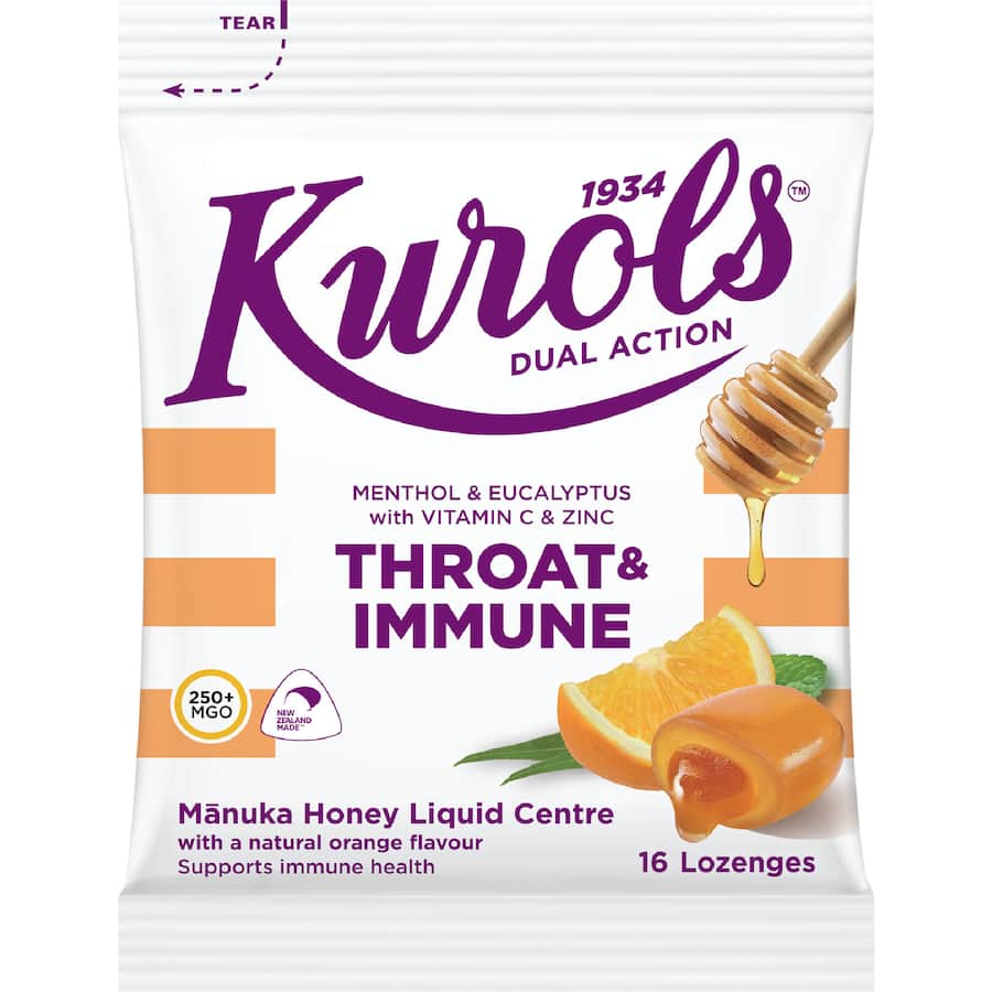 Kurols Throat & Immune Lozenges Manuka Honey & Orange