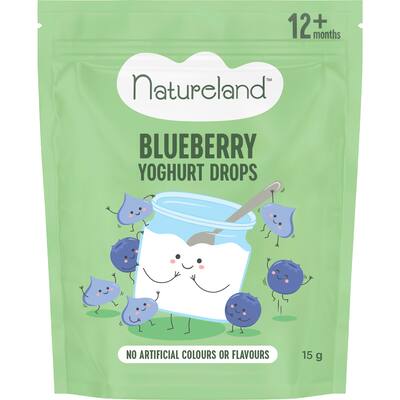 natureland baby snacks yoghurt drops blueberry