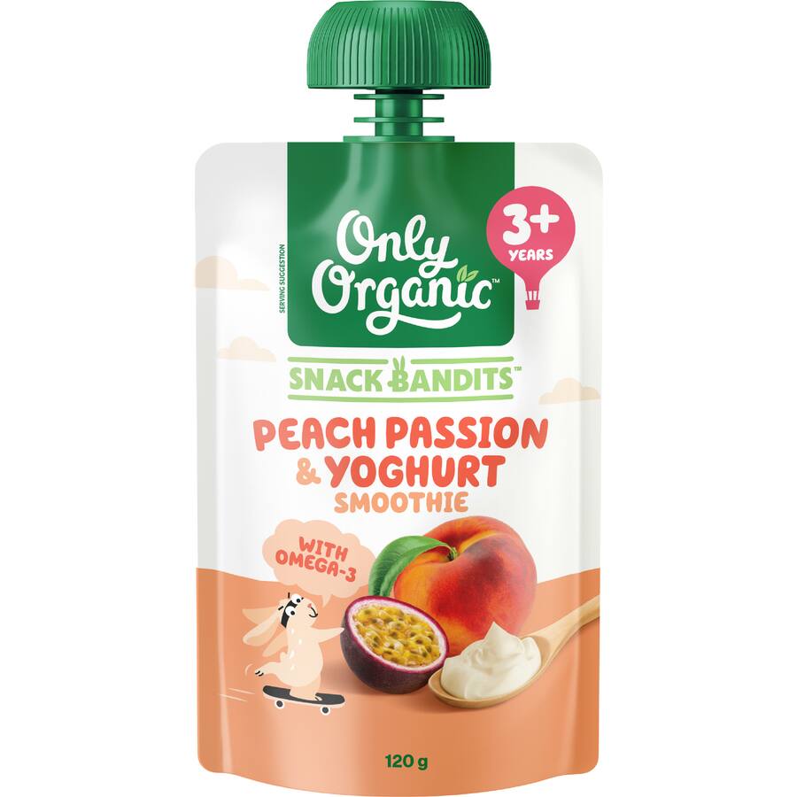 Only Organic Snack Bandits Yoghurt Smoothie Peach Passion