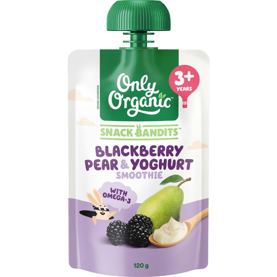 Only Organic Snack Bandits Yoghurt Smoothie Blackberry & Pear