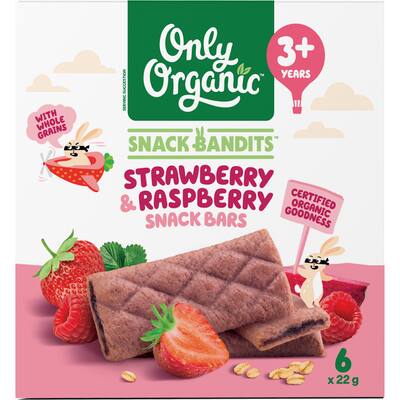 only organic snack bandits baby snack bars strawberry & raspberry