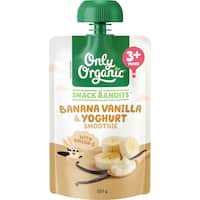 only organic snack bandits yoghurt smoothie banana vanilla