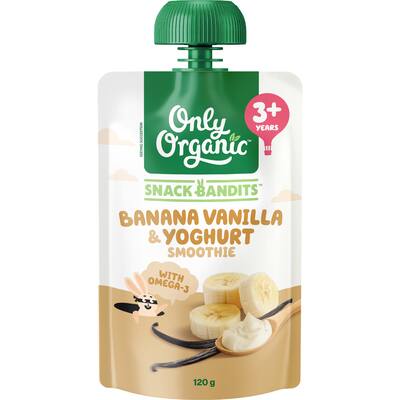 only organic snack bandits yoghurt smoothie banana vanilla
