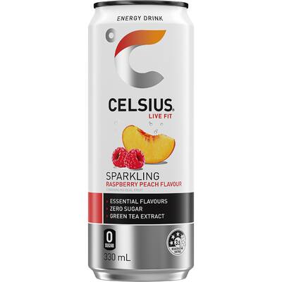 celsius live fit energy drink sparkling raspberry peach
