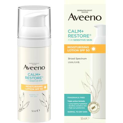 aveeno calm & restore lotion spf50