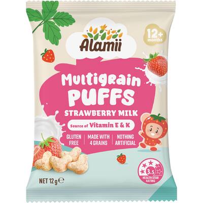 alamii multigrain puffs strawberry milk
