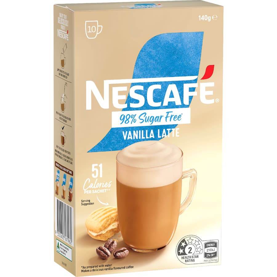 Nescafe 98% Sugar Free Coffee Sachets Vanilla Latte