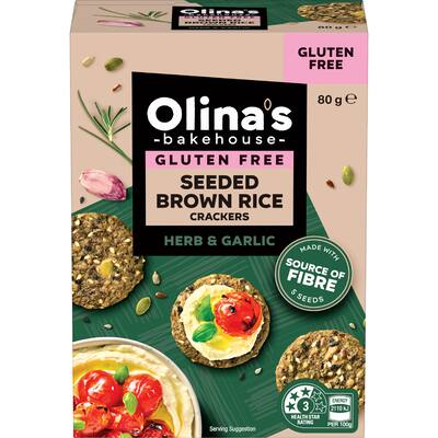 olina's bakehouse seeded crackers herb & garlic gluten free