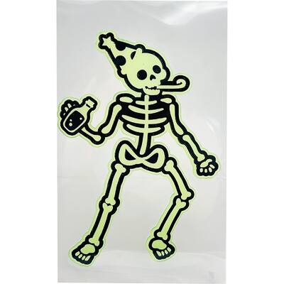 halloween window gel cling gid skeleton