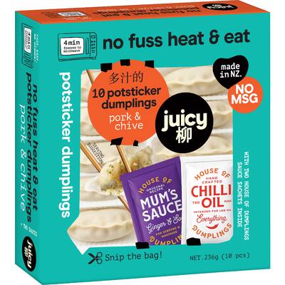juicy heat & eat dumplings pork & chive