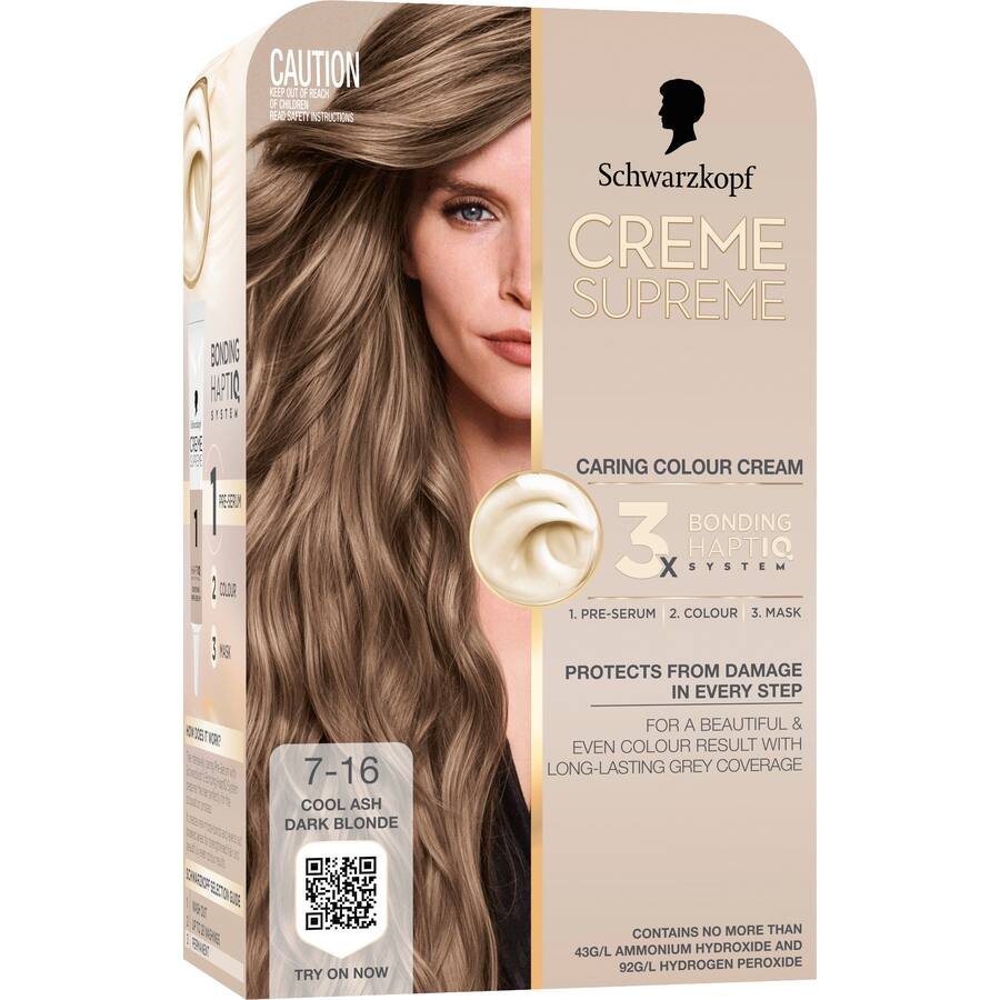 Schwarzkopf Creme Supreme Hair Colour 7-16 Cool Ash Dark Blonde