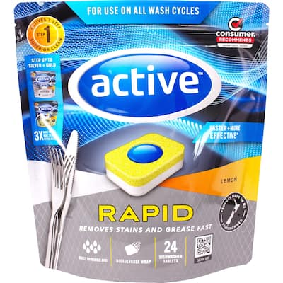 active rapid dishwasher tablets lemon