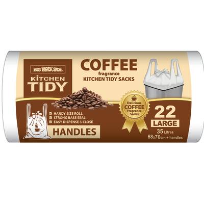 big black sacks kitchen tidy liners coffee handle large