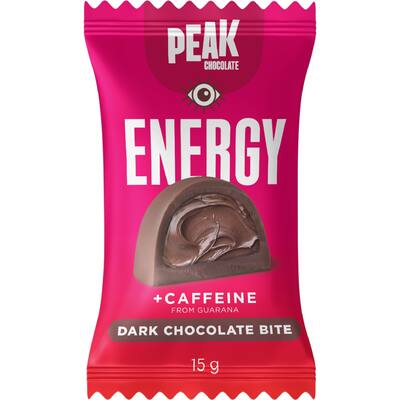 peak chocolate dark chocolate bite energy + caffeine