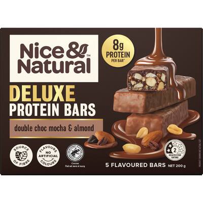 nice & natural deluxe protein bar double choc mocha & almond