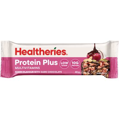 healtheries high protein+ bar berry & dark choc