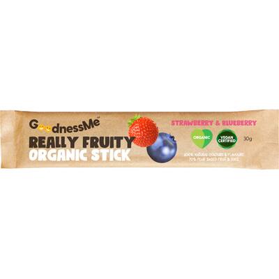goodness me organic fruit stick strawberry & blueberry