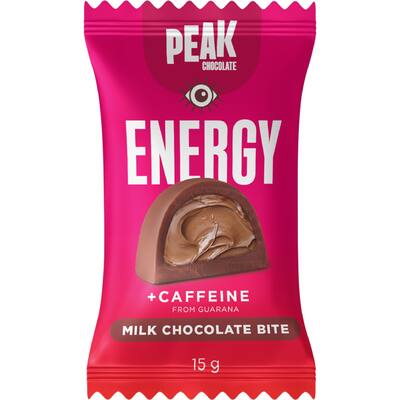 peak chocolate milk chocolate bite energy + caffeine
