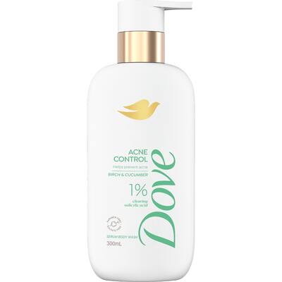 dove serum body wash acne control, birch & cucumber