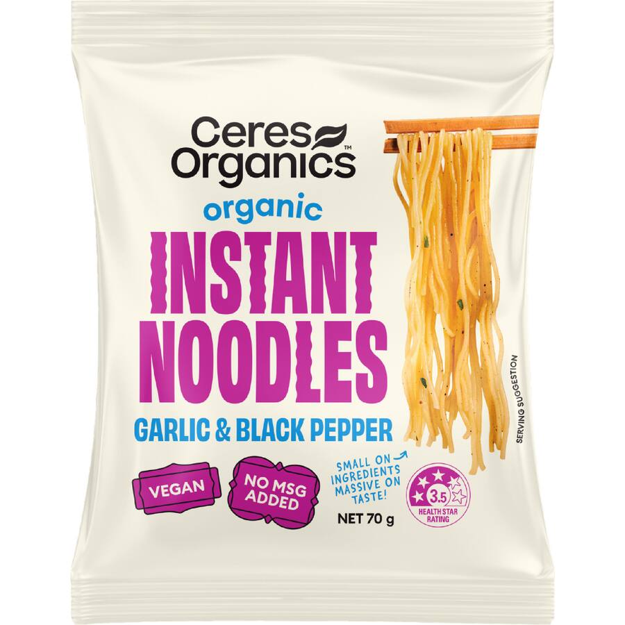 Ceres Organics Instant Noodles Garlic And Black Pepper
