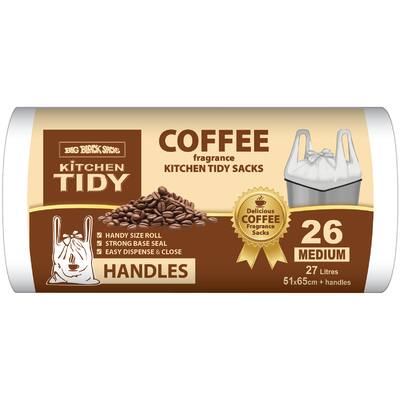 big black sacks kitchen tidy liners coffee handles medium