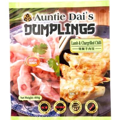 auntie dai's dumplings lamb & chargrilled chilli