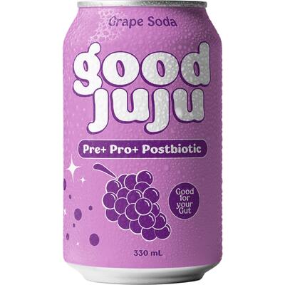 good juju pre+pro+postbiotic soft drink grape