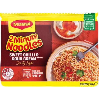 maggi 2 minute stir fry noodles sweet chilli & sour cream