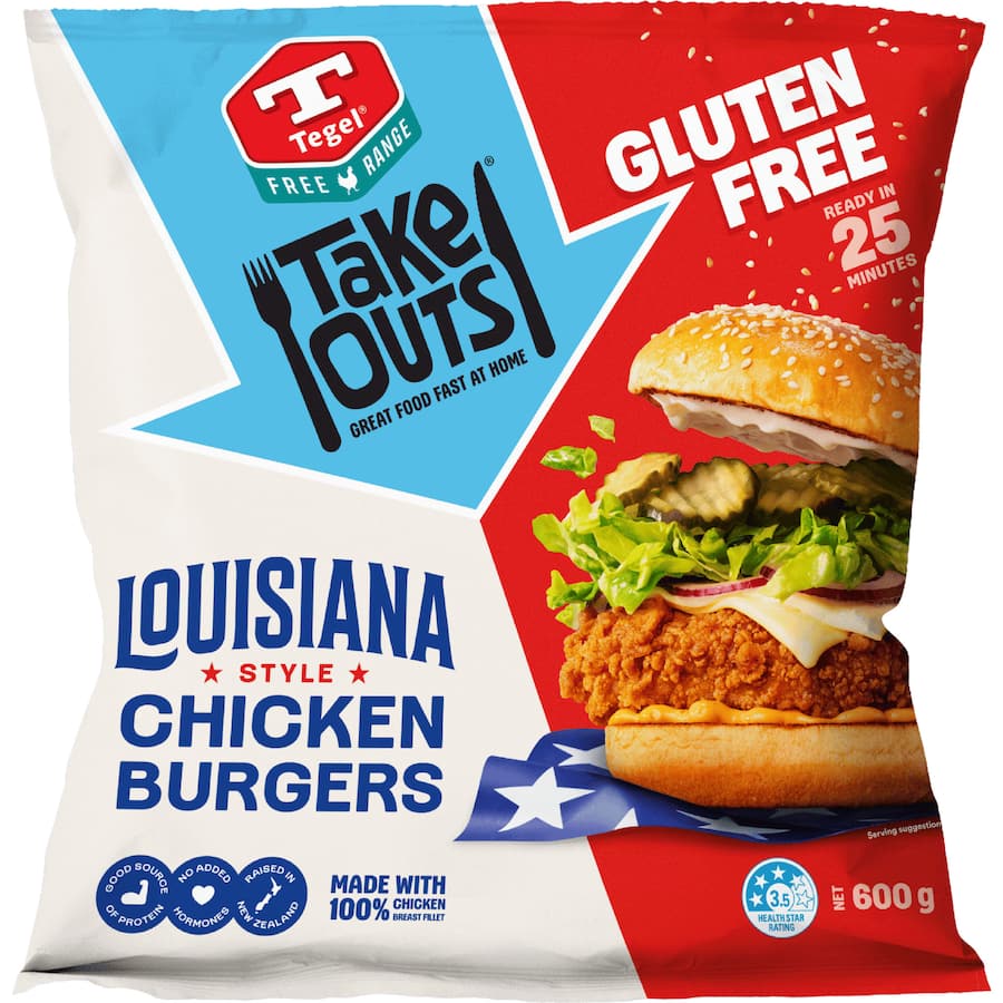 Tegel Take Outs Louisiana Burgers Gluten Free